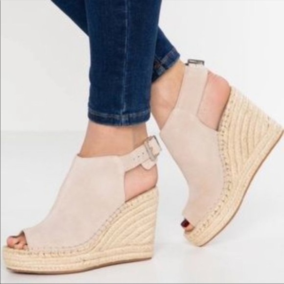 Kenneth Cole Shoes - Kenneth Cole | Odell’s Tan Suede Peep toe espadrille wedge sandal platfo…